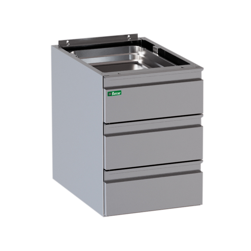 forcar-cassettiere-schubladenblock-edelstahltisch-3-schubladen image 3