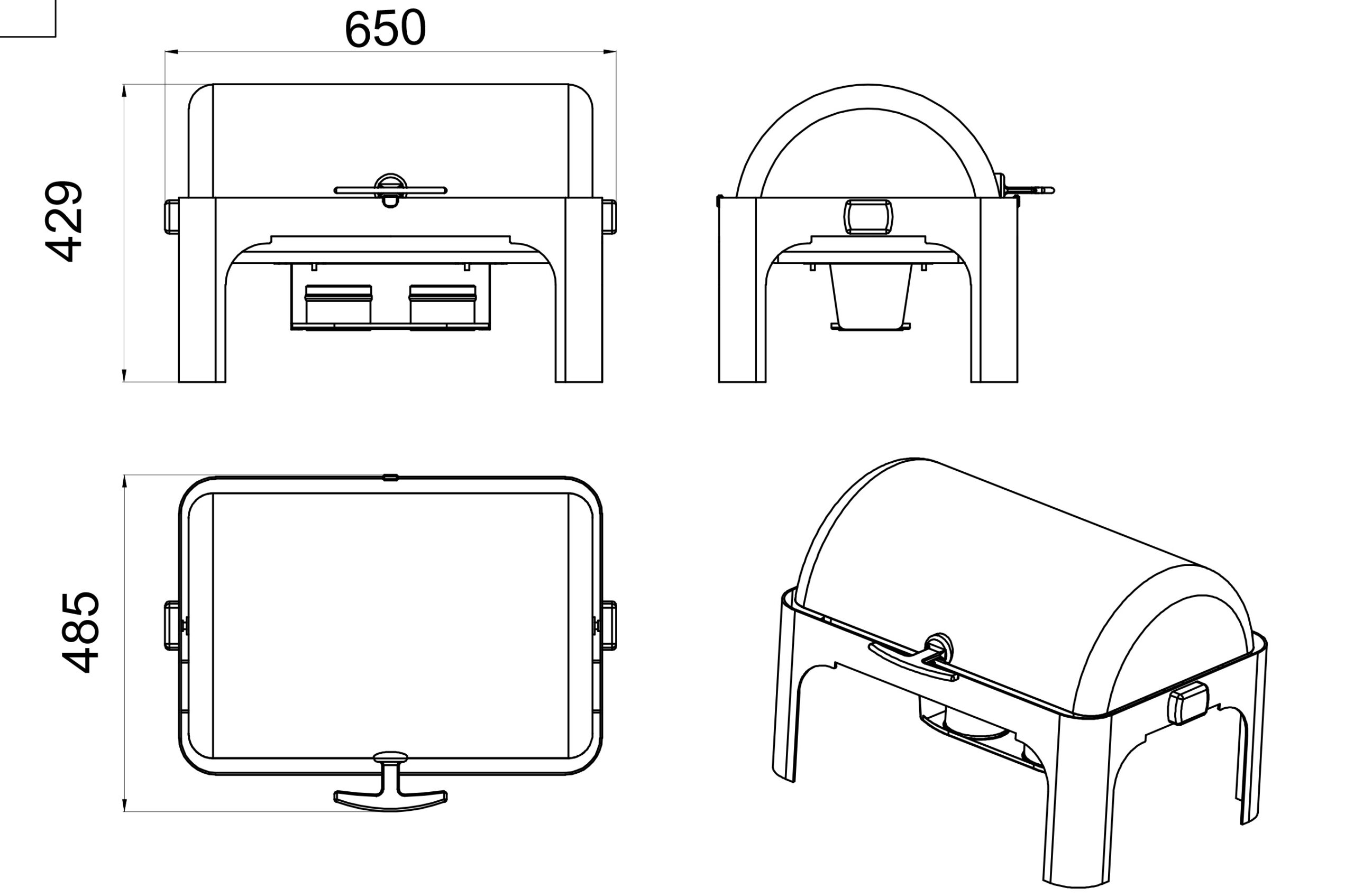 forcar-cd6505-chafing-dish-roll-top-4-6-l-edelstahl image 2