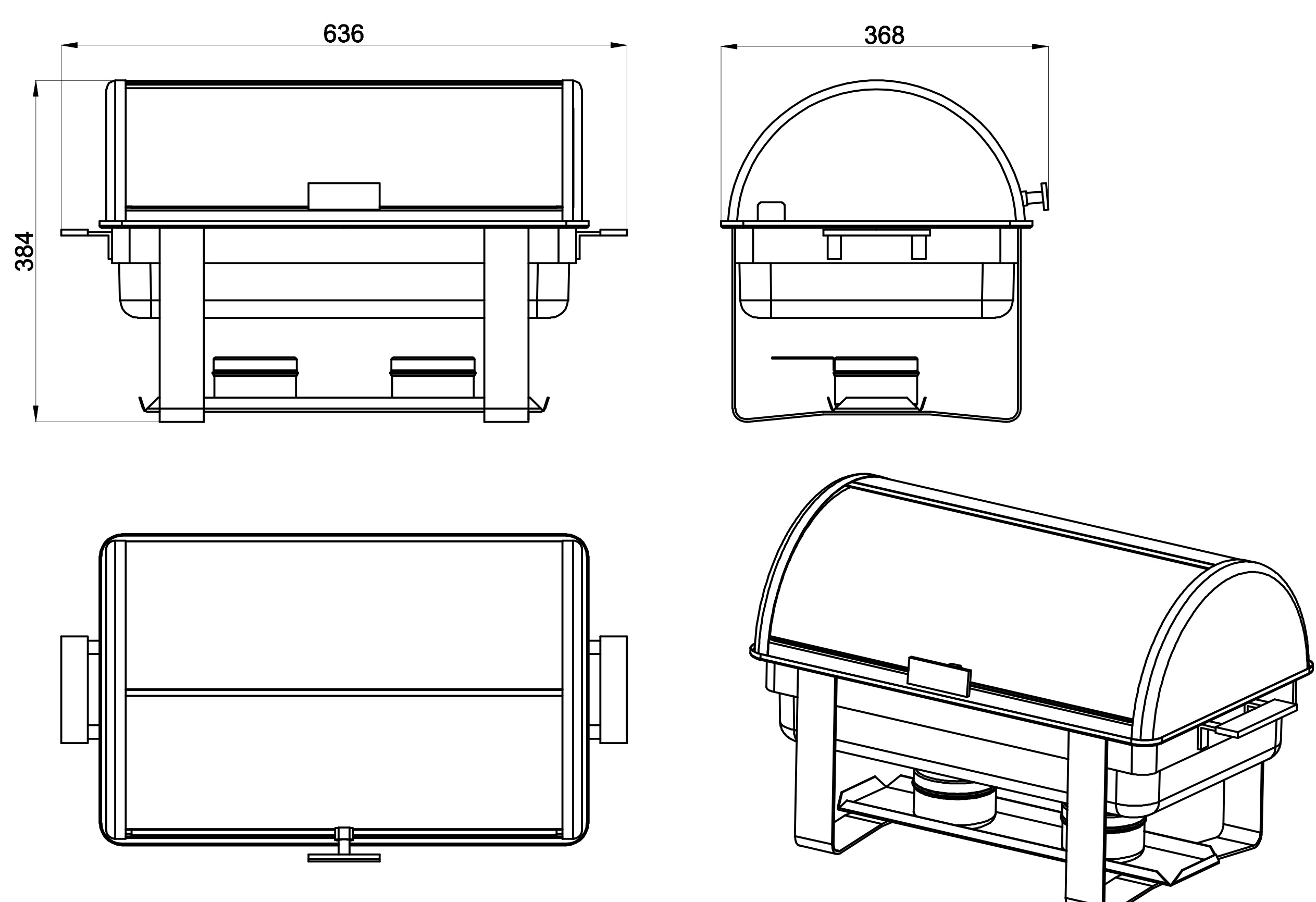 forcar-cd9801-chafing-dish-roll-top-edelstahl-alkoholbrenner image 2