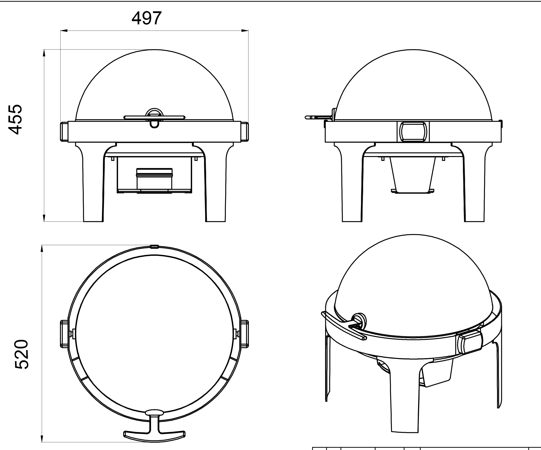 forcar-cd6504-chafing-dish-rund-roll-top-edelstahl image 2